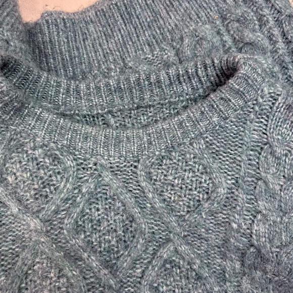 Daily Drills Womens Wool Blend Blue Cable Knit Sweater Size XS / Small Crew neck - Picture 6 of 7